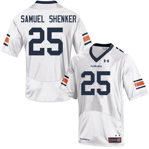 Men #25 John Samuel Shenker Auburn Tigers College Football Jerseys Sale-White - Click Image to Close